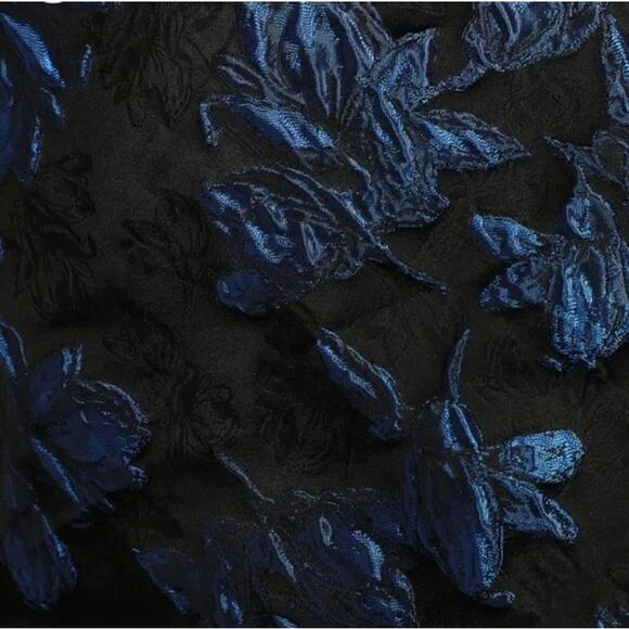 Lulus NEW Black Blue Lace Floral Jacquard Elegant Taste Cocktail Dress Large - Picture 8 of 11